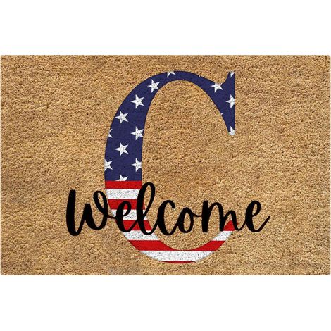 Tapis D'Entrée Intérieur Extérieur - Motif Patriotique États-Unis - Antidérapant En Caoutchouc Recyclé - Feltre Polyester - 45 x 75 cm - 1 Pièce (1/3)