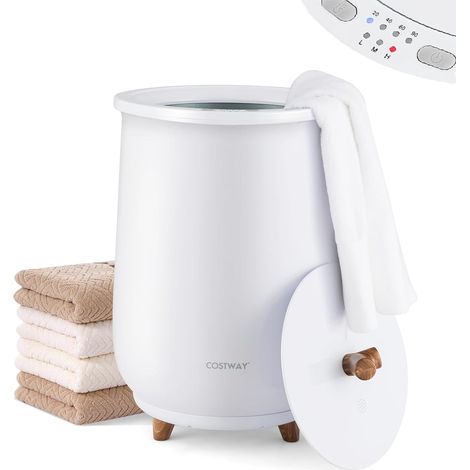Costway – Chauffe-serviettes électrique 23 L – Température 60℃-80℃ – Minuterie 20-90 min – Arrêt automatique – Support de disque parfumé – Blanc (1/5)