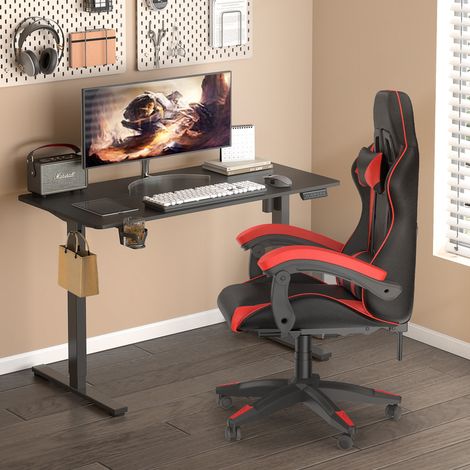Rattantree - Bureau à hauteur réglable électriquement - 120x60x70-116 cm - avec commande à 4 mémoires - Hauteur 70-116 cm - Capacité de charge 80kg - Châssis acier industriel - Noir