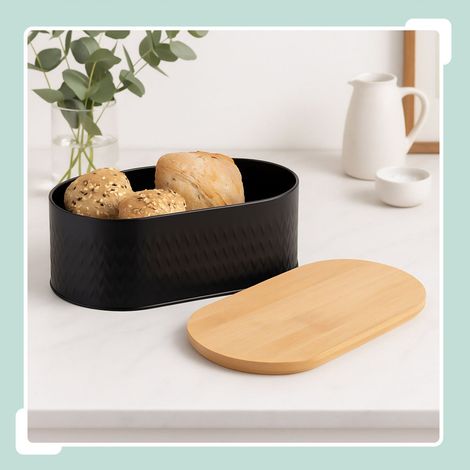 Scatola per il pane con coperchio in tagliere di bambu (1/5)