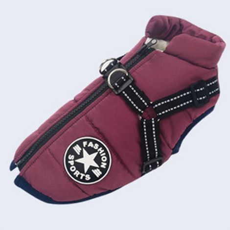 Veste d'hiver pour chien, gilet rembourré en coton sans manches avec sangle de poitrine, tenue de ski pour animaux de compagnie (1/5)