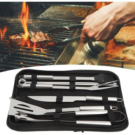 Kit Barbecue - Acier Inoxydable - 10 Pièces - Portable - 38 x 12 cm - 795 g (1/5)