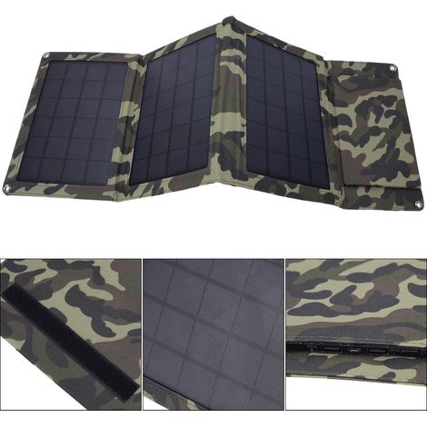 Chargeur solaire portable et pliable de 12 W avec sac de charge pour téléphone portable et batterie externe, idéal pour le camping en plein air. (1/5)