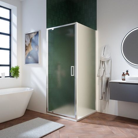 Cabine de douche 70 x 70 cm avec porte battante en verre opaque 6 mm hauteur 195 cm Aruba (1/4)