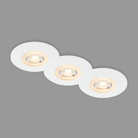 Set of 3 LED recessed ceiling spotlights, ultra-flat recessed spotlights, bathroom recessed spotlights, IP65 bathroom recessed spotlights, matt white, 90x25 mm (DxH) (1/5)