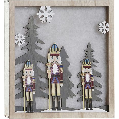 Wanddekoration DKD Home Decor Nussknacker Holz MDF (2 pcs) (30 x 4.5 x 30 cm)