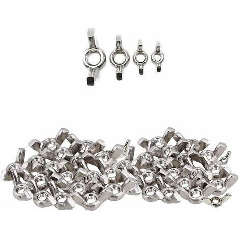40 PCS Écrous Papillon Acier, Écrous Papillon en Acier Inoxydable, Assortiment Ecrou a Oreille, M4 M5 M6 M8 - (1/5)