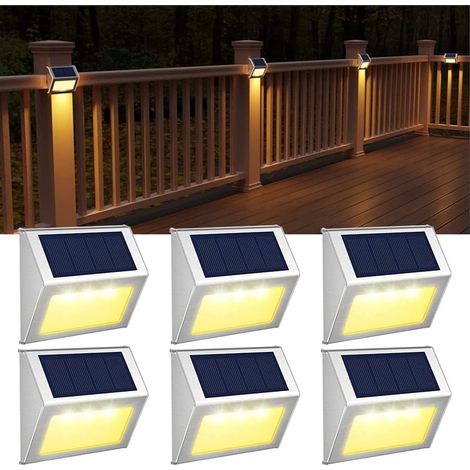 [Warmweiß] Solarleuchten für den Außenbereich, dekorative Edelstahlleuchten, für Treppen, Wände, Terrassen, Patios, Einfahrten, Zäune, Gärten, kabellose Außenbeleuchtung, 6er-Set [Energieklasse A++]