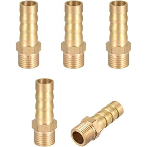 Raccord de tuyau à barbillon en laiton, barb 8 mm, filetage mâle G1/8, adaptateur, 5 pièces (1/4)