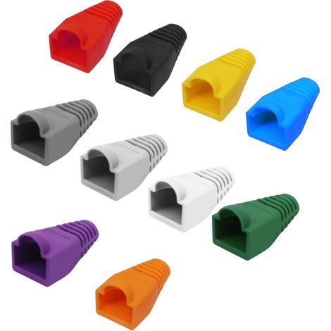 Lot de 100 manchons en plastique souple pour câble Ethernet RJ45 Cat5 CAT5E CAT6 CAT6E Multicolore (1/5)