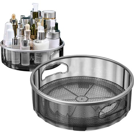 Confezione da 2 organizer per armadietto Lazy Susan, giradischi Lazy Susan in plastica, organizer per porta spezie Lazy Susan girevole da 9" e 12" per dispensa, piano di lavoro, grigio