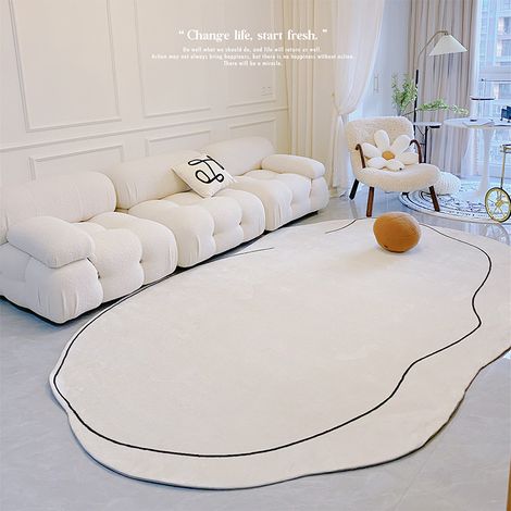 Tapis épais et dense, inodore et lavable en machine, pour salon, forme irrégulière, blanc laiteux, 80 x 120 cm / 31,5 x 47,2 pouces (1/4)