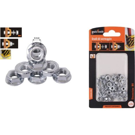 Trade Shop - SATZ 53 STÜCK SECHSKANTFLANSCHMUTTER M4 BOLZEN SCHRAUBE 4MM 94921 - (1/2)
