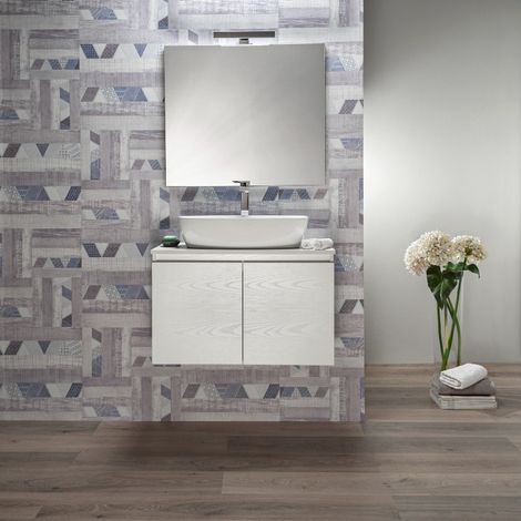 Mobile Bagno per Lavabo da Appoggio Sospeso 100 cm Bianco 2 Ante (1/5)