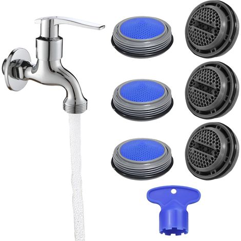6 Pièces Mousseur Robinet Cuisine Aérateur Robinet Coin M24, Aérateur Robinet Filetage avec 1 Clé Embout de Rechange, Filtres Robinet Évier, Filtres Eau Cuisine Salle De Bain (1/5)