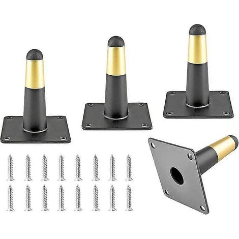 Pieds de meubles fuselés de 4 x 10 cm, pieds de support en fer forgé, adaptés aux armoires, tables et lits. (1/5)