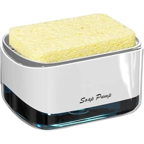 Distributeur de Savon Liquide avec Porte-éponge 2 en 1,Distributeur Liquide Vaisselle,Distributeur de Pompe à Main en Plastique pour Évier de Cuisine (1/4)