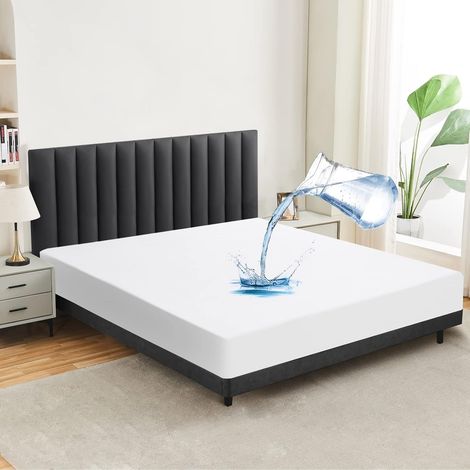 Alèse imperméable - 160 x 200 cm - Respirant - Drap-housse - Lavable à 60 °C - Blanc (1/5)
