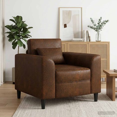 vidaXL Poltrona Marrone Pelle Scamosciata Sintetica (1/5)
