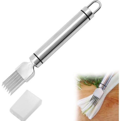 Couteau à échalotes en acier inoxydable, ustensile de cuisine pour trancher les oignons et l'ail (1 pièce) (1/4)