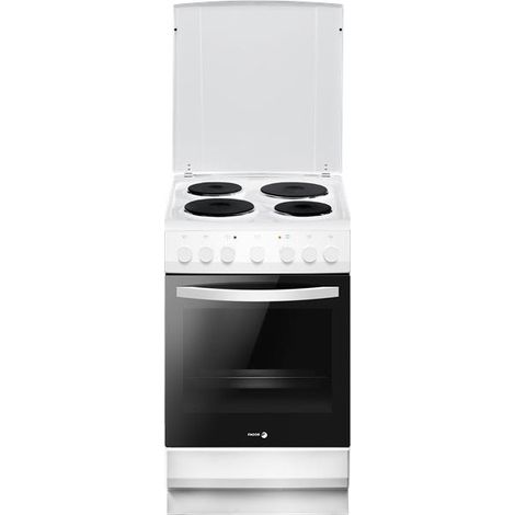 Fagor – Cuisinière mixte 50 cm 4 foyers électriques – Nettoyage catalyse – Four multifonction 67L – Classe énergétique A – 1500W grill