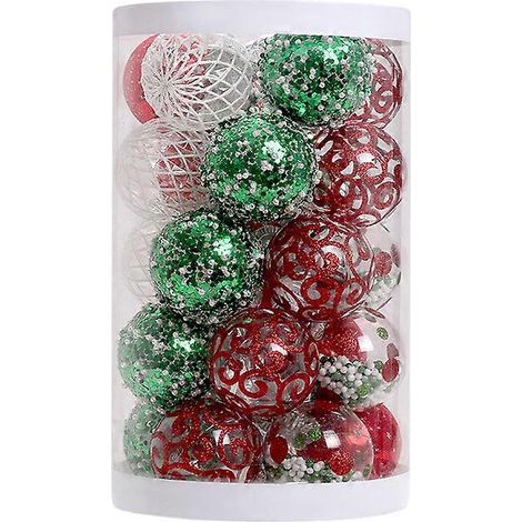 25 Stück Weihnachtsbaumschmuck-Anhänger, Partyzubehör, Baumaufhängung, Kunststoffkugeln, 26,8 x 16 x 18 cm (1/4)