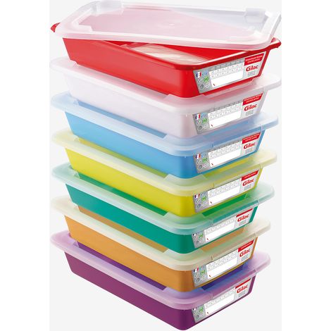 Bacs plats témoins 8 L HACCP + couvercles - Lot de 7 - Gilac