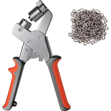 Pince à œillets magnétique pro, kit avec 100 œillets 10 mm, outil de pose pour affiches, bâches, perforatrice manuelle, fixation œillets robuste (1/4)