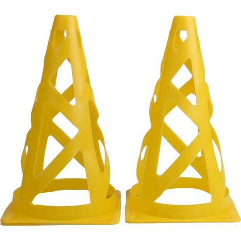 Lot de 10 cônes creux jaunes pour entraînement de football, patinage et pratique sportive en extérieur, barrière de circulation légère. (1/3)