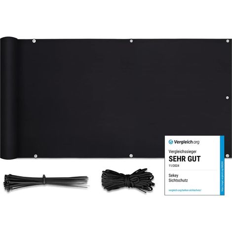 Brise-Vue - 1 Pièce - Polyester PES - Protection UV Opaque - Balcon Jardin Piscine - Noir 90x300cm (1/5)