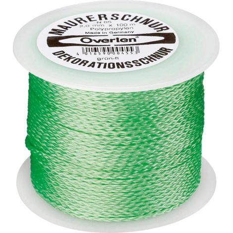 Cordon de maçonnerie, cordon fluorescent PP 2,0 mm 100 m vert Overmann (1/2)