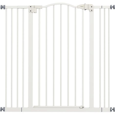 Barrière de sécurité chien extensible 74-100 cm, fermeture auto, fixation pression sans perçage, blanc (1/5)