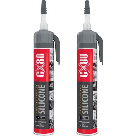 Sellador de silicona de alta temperatura CX80 negro con aplicador 2 x 210 g (1/2)
