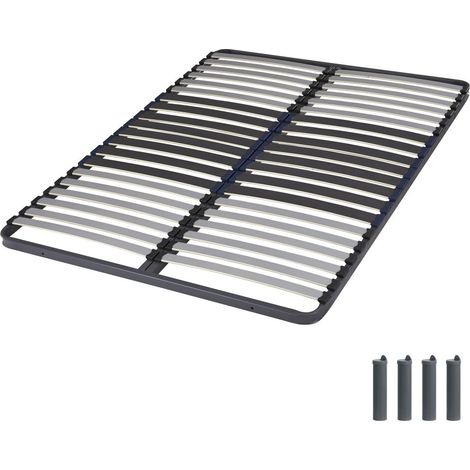 Sommier à lattes + pieds 140x190 C34 - 40 lattes bois - Fabrication française (1/4)