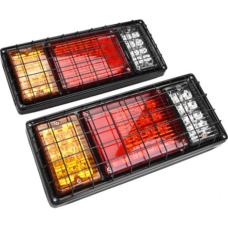 Ej.Life – Lot de 2 feux arrière LED universels 12V – 40 LED étanches – Feu stop, clignotant et marche arrière – Pour remorque, camion, véhicule utilitaire (1/5)