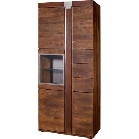 Vitrine Mango braun lackiert 90x45x204 cm (BxTxH) montiert AMSTERDAM 08