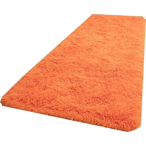 Tapis moelleux pour chambre 4x6 pieds - Shaggy doux - Décoration esthétique - Orange Noël (1/5)