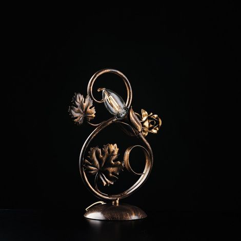 Tischlampe aus braunem Eisen mit Golddekorationen, ein Licht 21x h30 cm