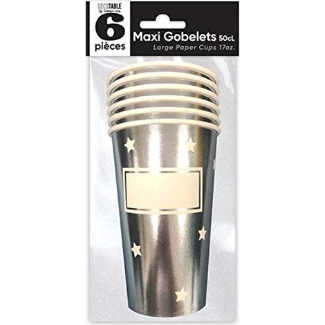 Grand gobelet étoile argent métallique personnalisable 50cl (x6) REF/APGEA