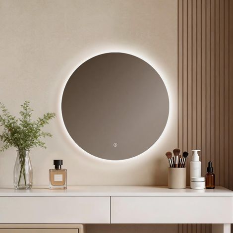 Miroir Salle de Bain LED Rond 60 cm à éclairage Blanc Froid 6500K (1/5)
