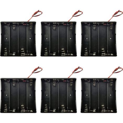 Lot de 6 supports de piles 18650 de 3,7 V, boîte de rangement en plastique avec fil conducteur (4 points) (1/5)