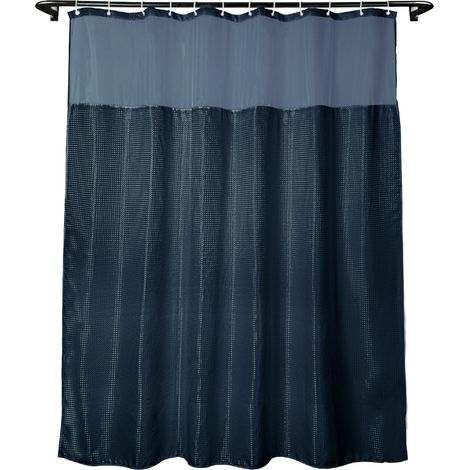 1 Rideau de douche, tissu gaufré, doublure amovible, 12 crochets, fenêtre maille, imperméable, 178x178 cm, salle de bain (1/5)