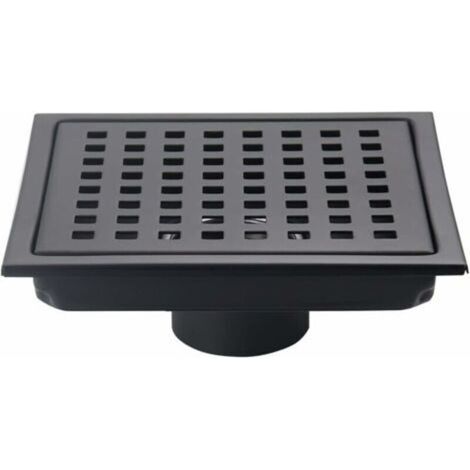 Scarico doccia quadrato da 2,5 cm (1 pollice), griglia nera opaca con coperchio removibile, acciaio inox SUS304, FLITI (1/4)