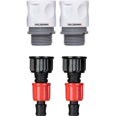HOLZBRINK Kit de raccordement de tuyau 16mm pour robinets : 2x Raccord rapide 20mm, 2x Connecteur TT 20mm è 16mm (1/5)