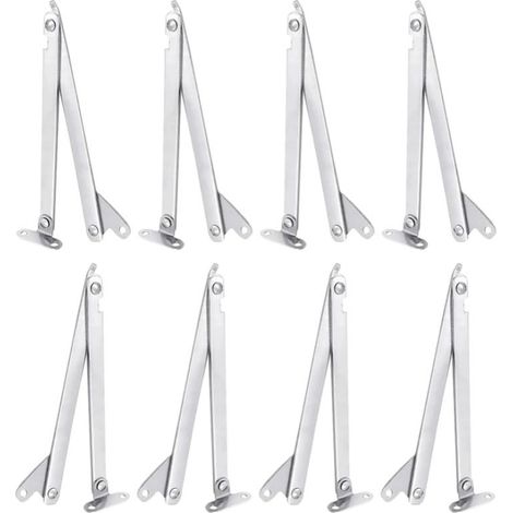 8 Pièces Charniere Porte Placard Pliante, Charnière de Support de Couvercle Pliable en Acier Inoxydable, Pour Table Pliante Murale, Porte Placard (Argent) (1/5)