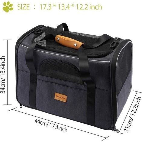 Transporttasche für Katzen und Hunde, atmungsaktive und faltbare Katzentransportbox mit herausnehmbarer Plüschmatratze + Napf (Maximale Tragkraft 7 kg, 44 x 31 x 34 cm) (1/4)
