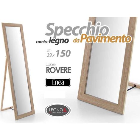 Specchio da Pavimento in Legno con Base Enea Rovere 39 x 150 cm