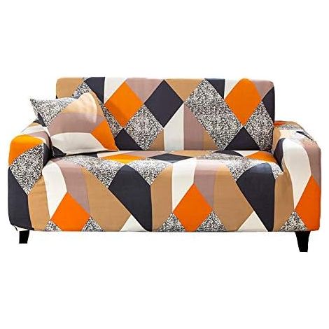 Housse de canapé 4 places en tissu extensible, motif feuille de bananier, universelle, avec accoudoirs, sans taie d'oreiller