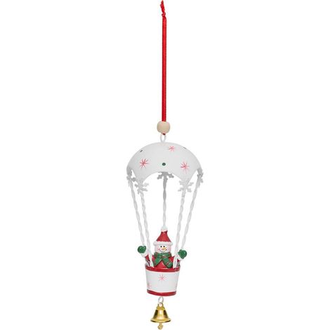 Soggetto mongolfiera pupazzo di neve in metallo h.14cm assortito - Feeric lights & christmas
