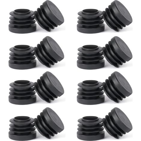 Rond Bouchons pour Tuyau, 20 pièces 25MM Bouchons de Couverture Cache Tube en Plastique Bouchon Pied de Chaise Embout de Bouchon en Plastique Noir, pour Chaises, Canapés, Tables